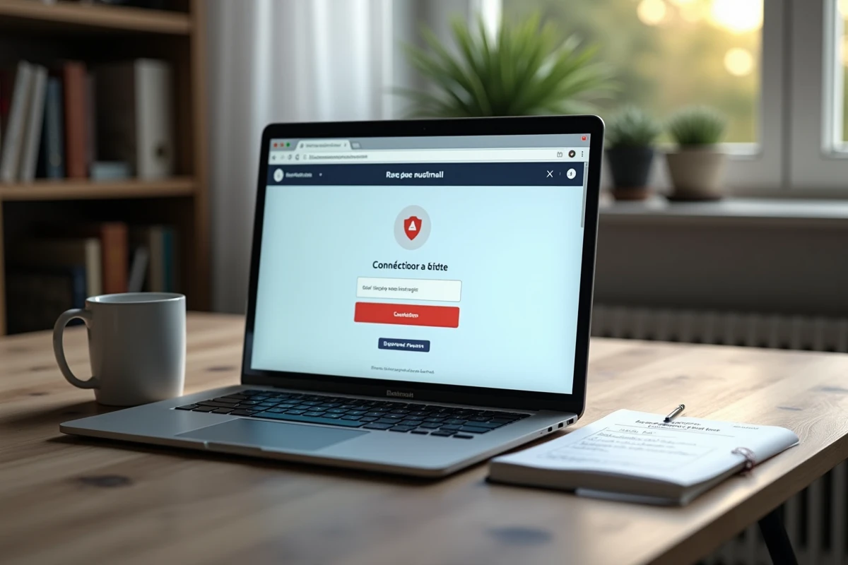 Écran d'ordinateur portable affichant une erreur de connexion au webmail dsden19 sur un bureau à domicile avec checklist de dépannage