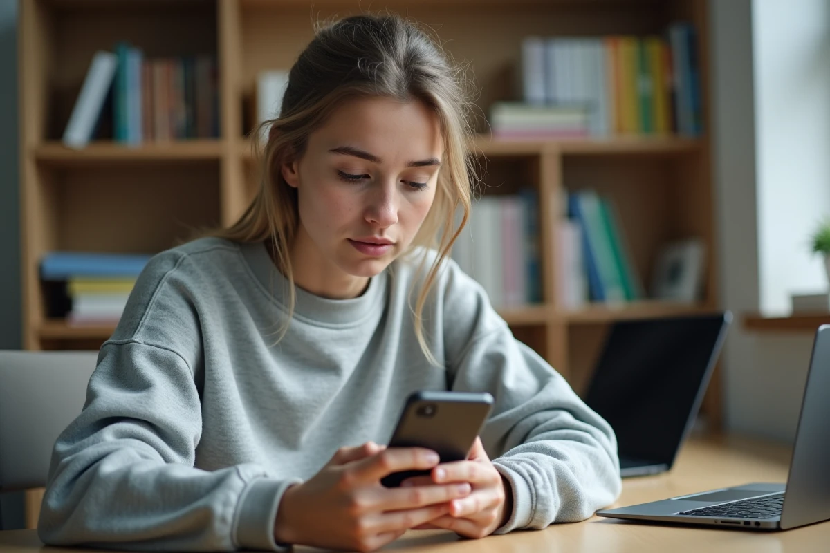 Étudiante configurant le webmail de l'Académie de Montpellier sur un smartphone Android