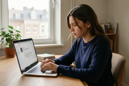 Étudiante de l'INSA Rouen accédant à son webmail universitaire depuis un appartement à l'étranger