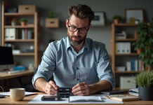 Homme d affaires organisant des disques durs et DVD de sauvegarde