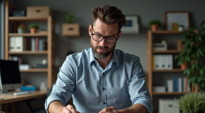 Homme d affaires organisant des disques durs et DVD de sauvegarde