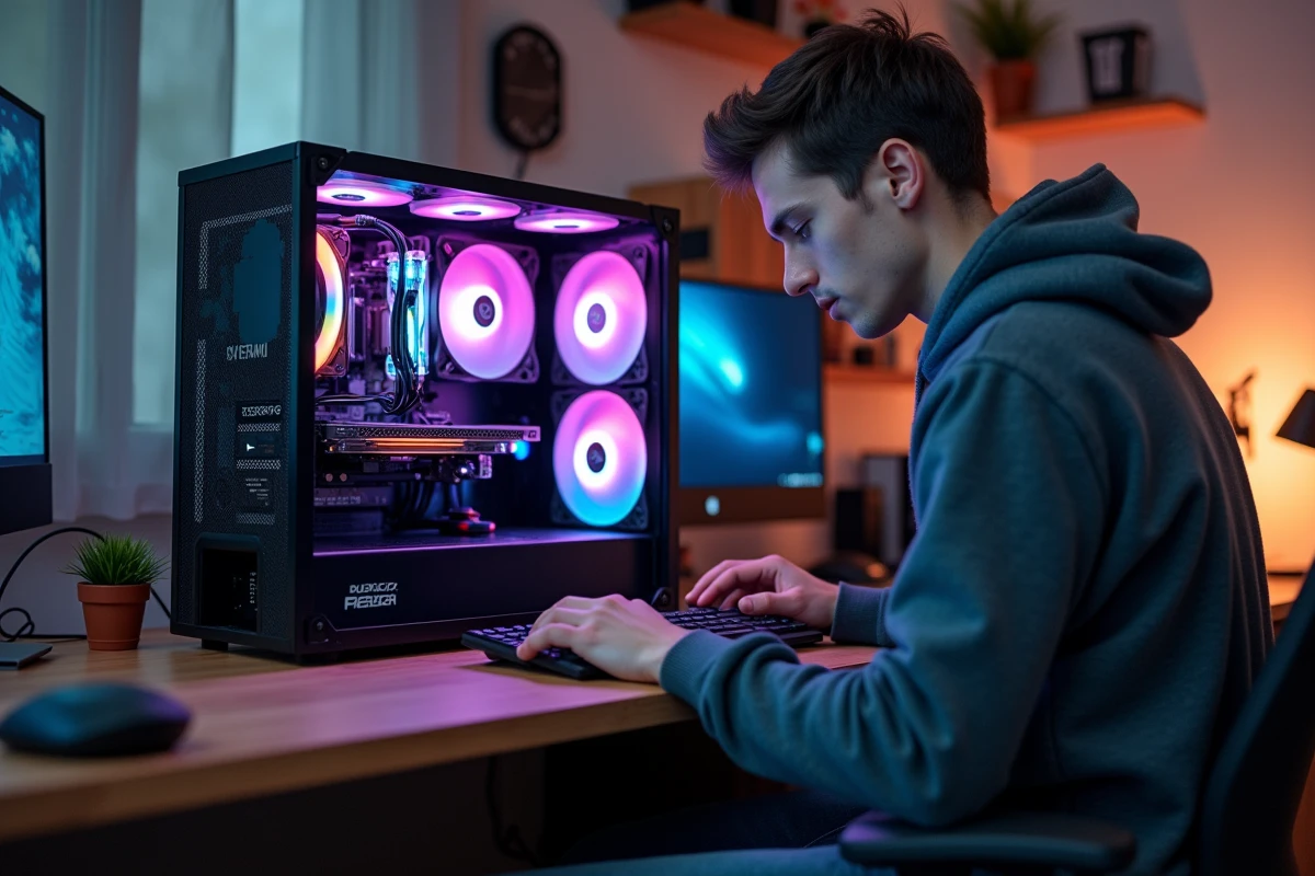 Jeune homme installant un refroidisseur Liquid Freezer III Pro 360 RGB