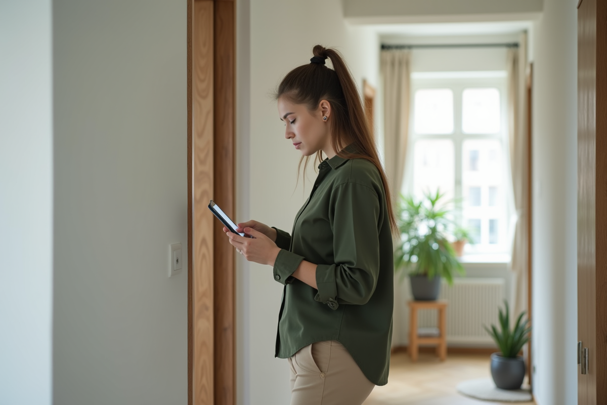 Jeune femme vérifie les réglages WiFi sur son smartphone