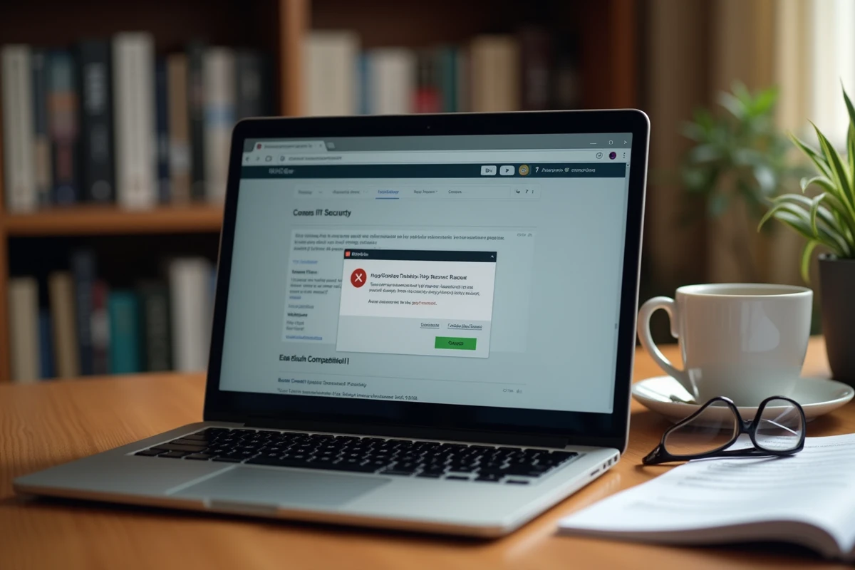 Ordinateur portable affichant une erreur de compatibilité de plugin et un avertissement de certificat expiré lié à Silverlight